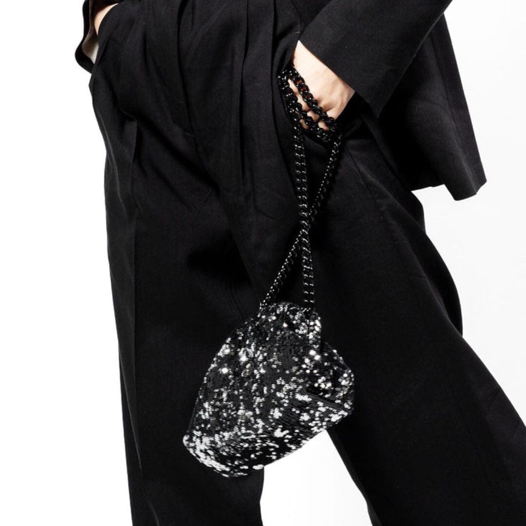 MARIA LA ROSA - Borsa a tracolla - Mini Game Paillettes - Black Borse MARIA LA ROSA