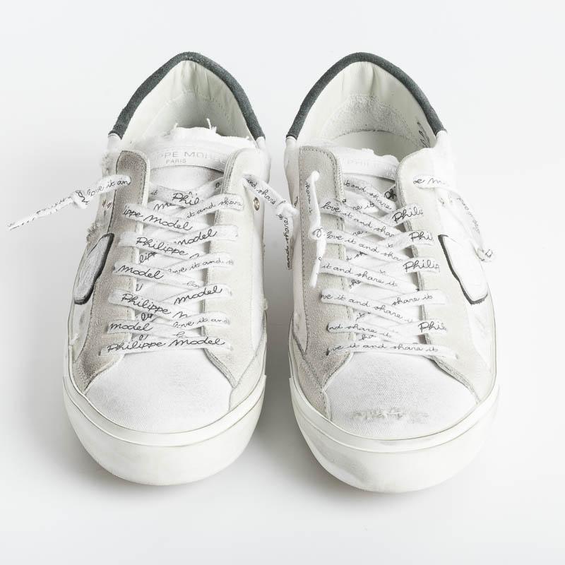 PHILIPPE MODEL - PRLU DB05 - ParisX - Canvas Vintage Bianco/nero Scarpe Uomo Philippe Model Paris
