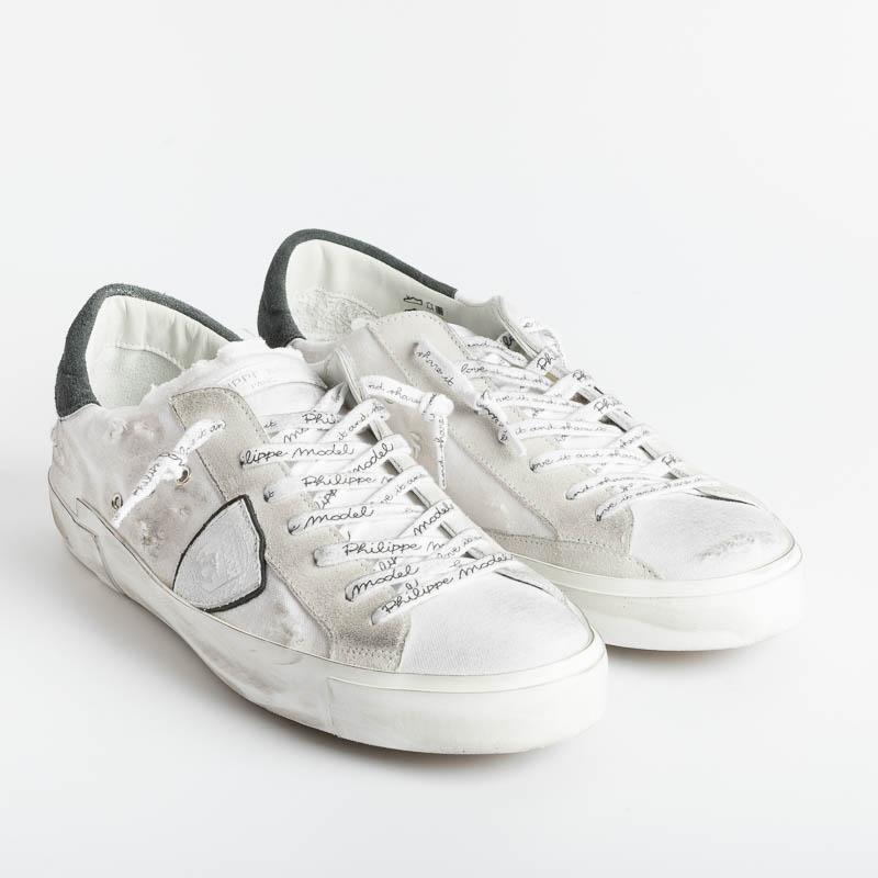 PHILIPPE MODEL - PRLU DB05 - ParisX - Canvas Vintage Bianco/nero Scarpe Uomo Philippe Model Paris