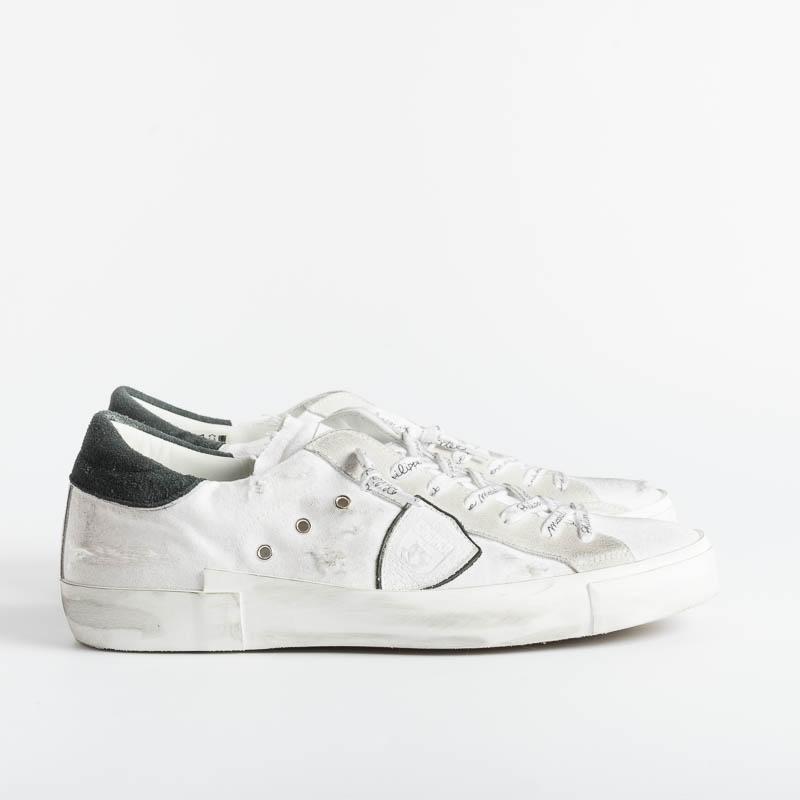 PHILIPPE MODEL - PRLU DB05 - ParisX - Canvas Vintage Bianco/nero Scarpe Uomo Philippe Model Paris