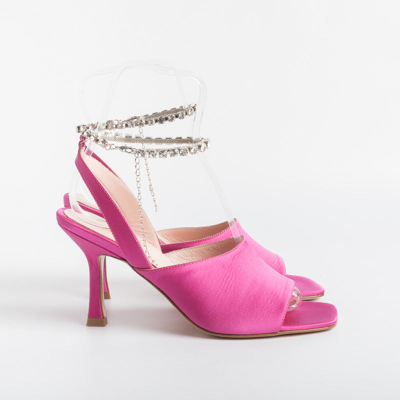 ANNA F - Sandal - 3416 - Fuxia Satin Women's Shoes Anna F.