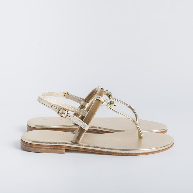 PAOLA FIORENZA - Sandalo infradito - BS05 - Platino/verde Scarpe Donna PAOLA FIORENZA