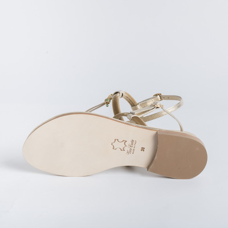 PAOLA FIORENZA - Sandalo infradito - BS05 - Platino/verde Scarpe Donna PAOLA FIORENZA