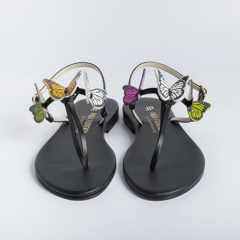 PAOLA FIORENZA - Thong sandal - FD43 - Black / butterflies Shoes Woman PAOLA FIORENZA