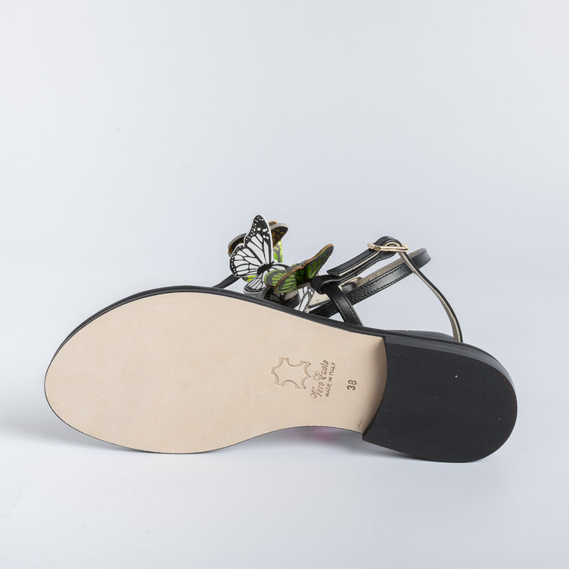 PAOLA FIORENZA - Thong sandal - FD43 - Black / butterflies Shoes Woman PAOLA FIORENZA