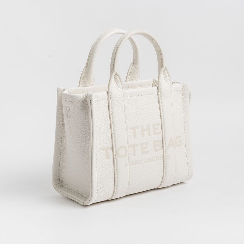 MARC JACOBS -The Leather Micro Tote Bag - Cotton Silver Borse Marc Jacobs