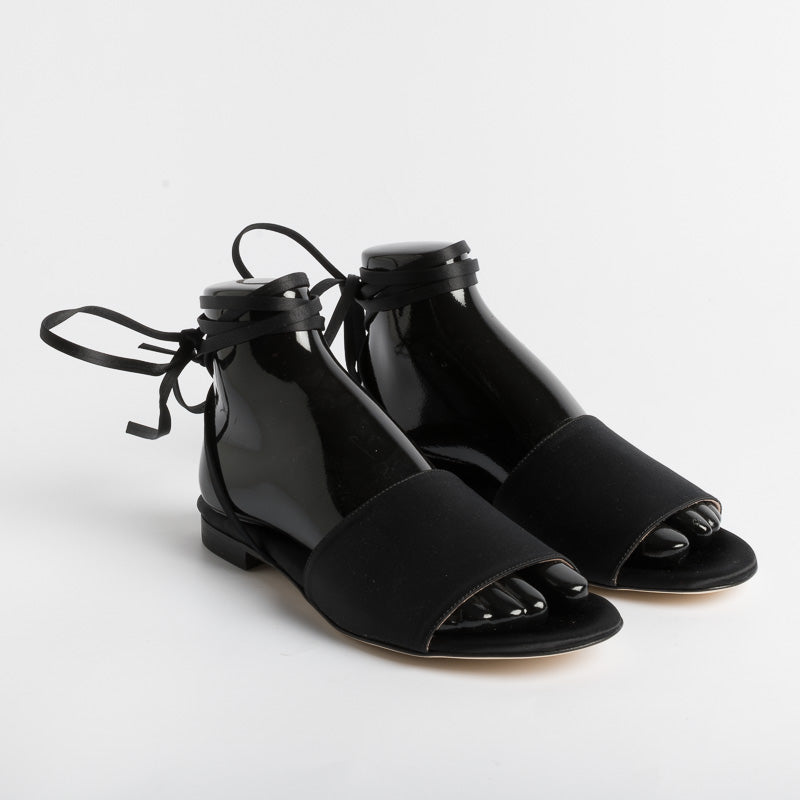 ANNA F. - Sandal 3440 - Black Satin Women's Shoes Anna F.