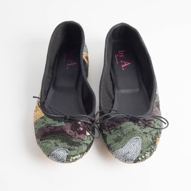 BY A. - 4111 Ballerina - Paillettes Militare Scarpe Donna BY A