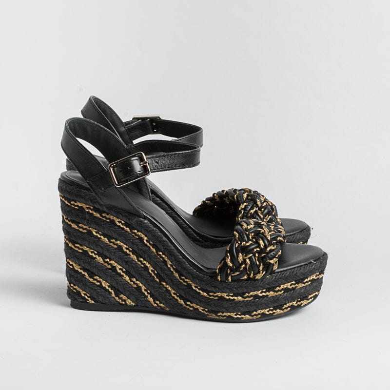 CASTAÑER - Sandalo Espadrillas - Joaquina - Nero Oro Scarpe Donna CASTAÑER