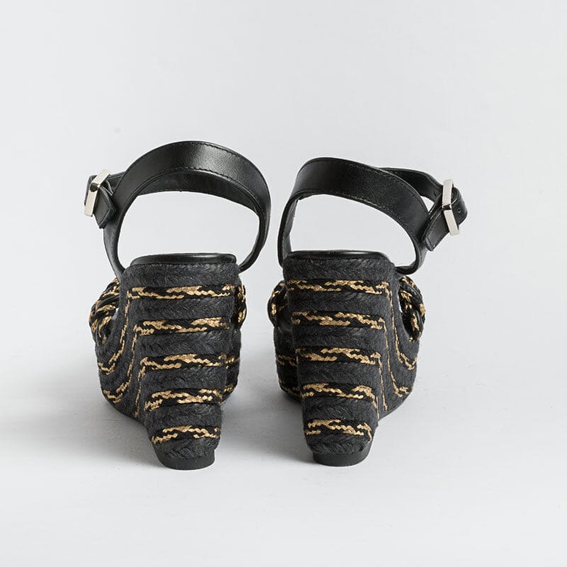 CASTAÑER - Sandalo Espadrillas - Joaquina - Nero Oro Scarpe Donna CASTAÑER
