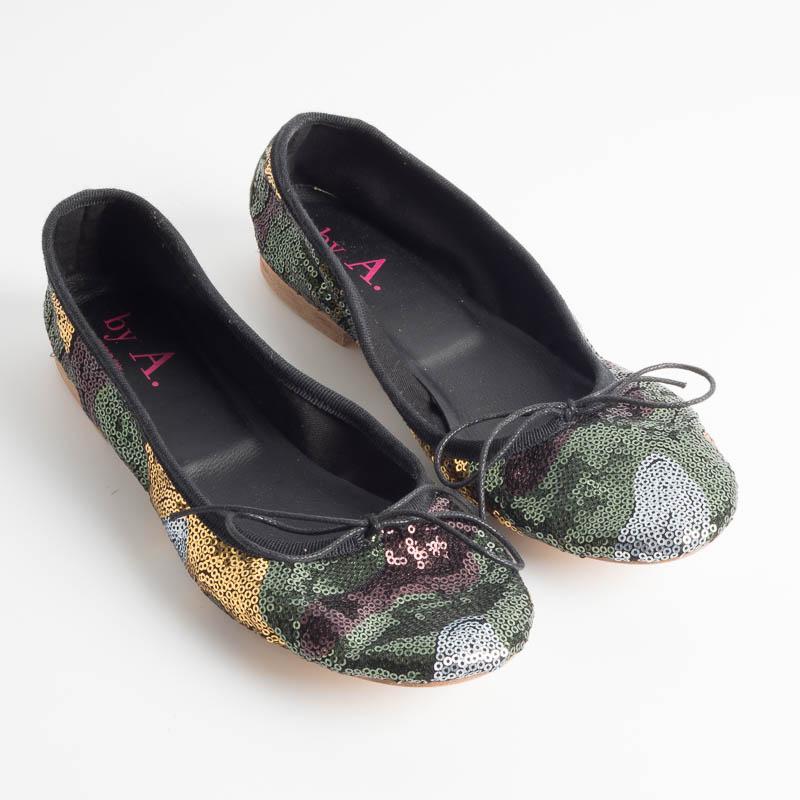 BY A. - 4111 Ballerina - Paillettes Militare Scarpe Donna BY A