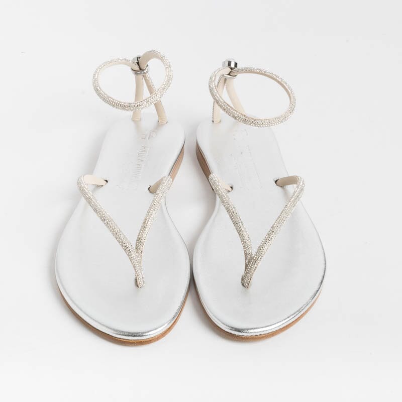 PAOLA FIORENZA - Flat thong sandals FD03 - Silver Women's Shoes PAOLA FIORENZA