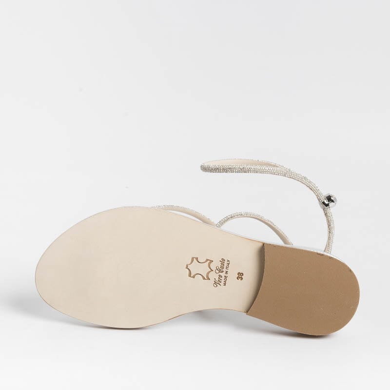 PAOLA FIORENZA - Flat thong sandals FD03 - Silver Women's Shoes PAOLA FIORENZA