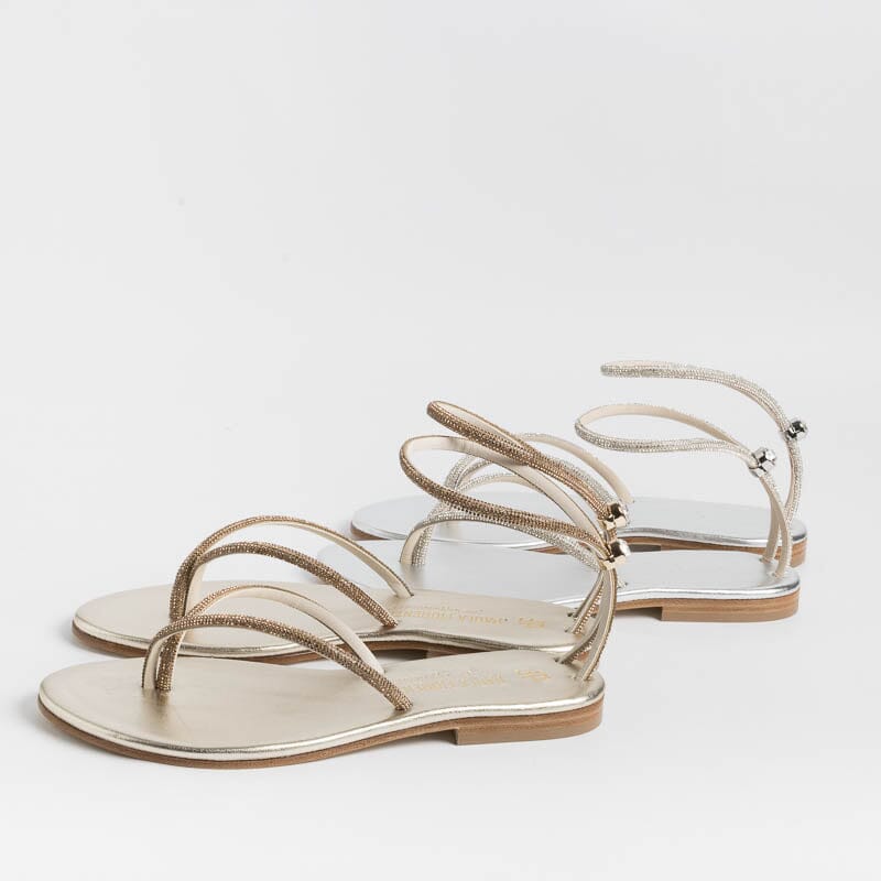 PAOLA FIORENZA - Flat thong sandals FD03 - Silver Women's Shoes PAOLA FIORENZA