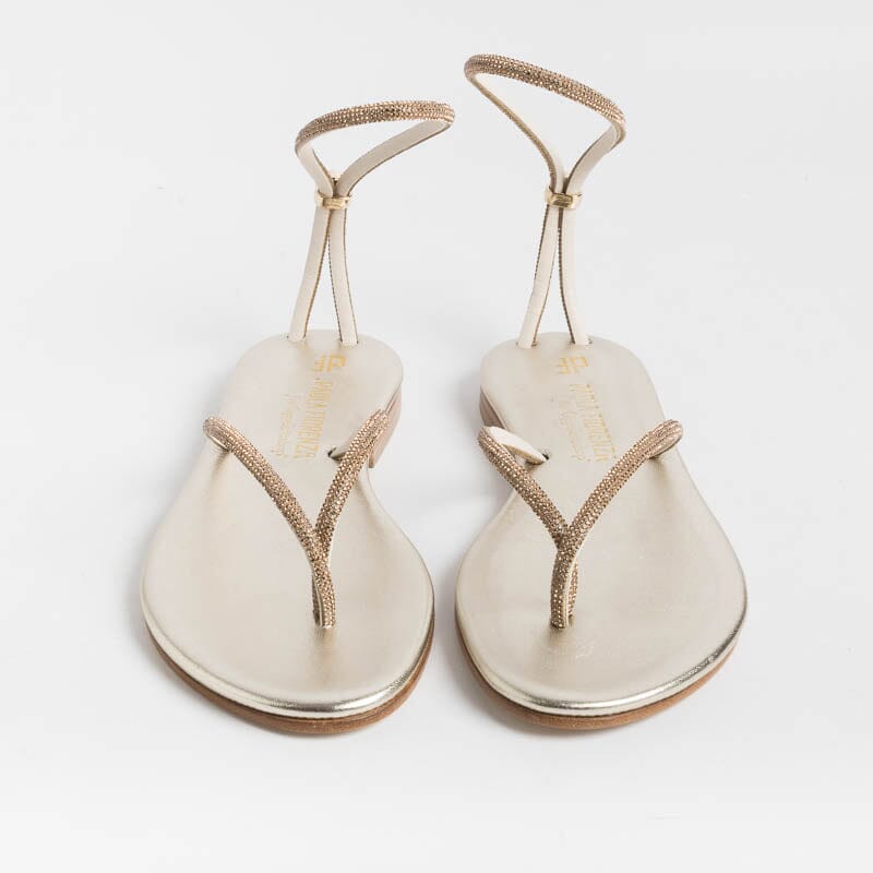 PAOLA FIORENZA - Flat thong sandals FD03 - Amber Platinum Women's Shoes PAOLA FIORENZA
