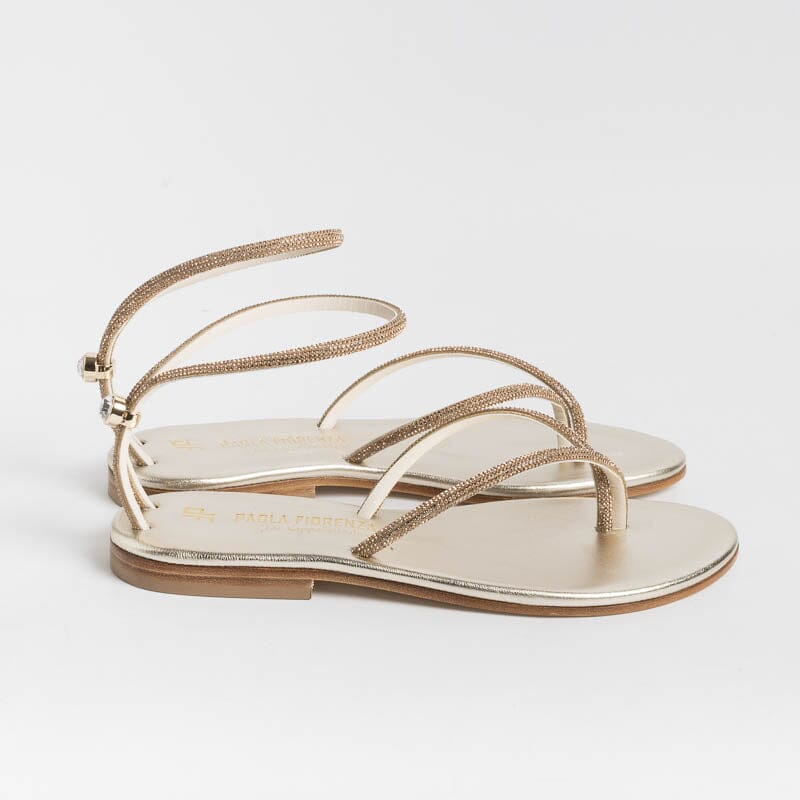 PAOLA FIORENZA - Flat thong sandals FD03 - Amber Platinum Women's Shoes PAOLA FIORENZA