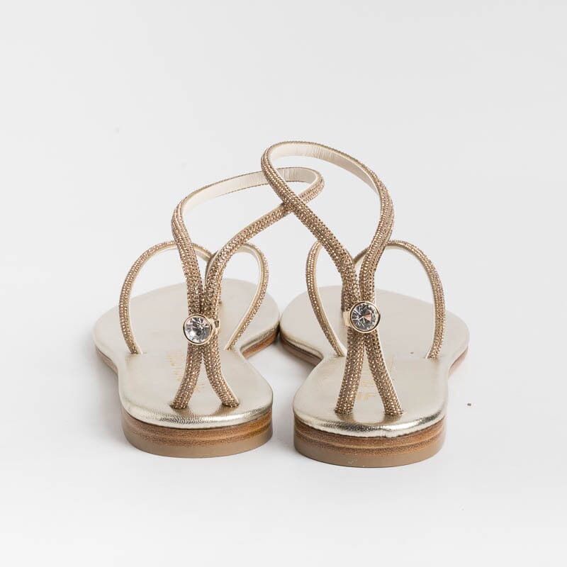 PAOLA FIORENZA - Flat thong sandals FD03 - Amber Platinum Women's Shoes PAOLA FIORENZA