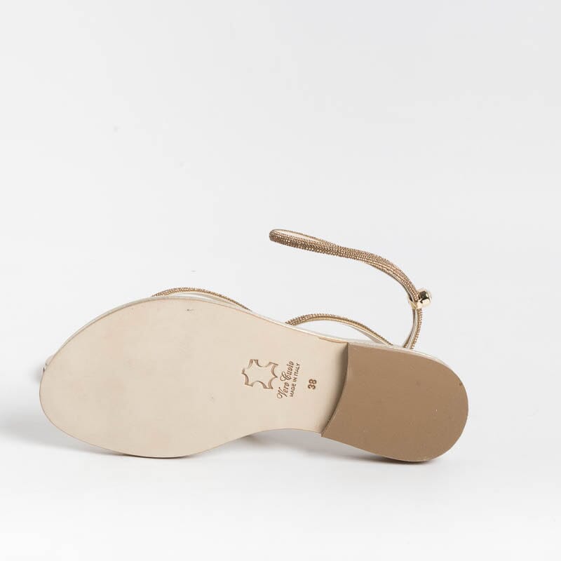 PAOLA FIORENZA - Flat thong sandals FD03 - Amber Platinum Women's Shoes PAOLA FIORENZA