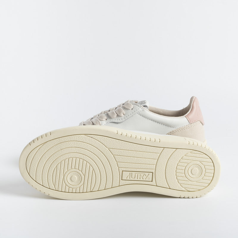 AUTRY LS37- LOW WOM LEAT / SUEDE - White / Powder Woman Shoes AUTRY - Women's collection