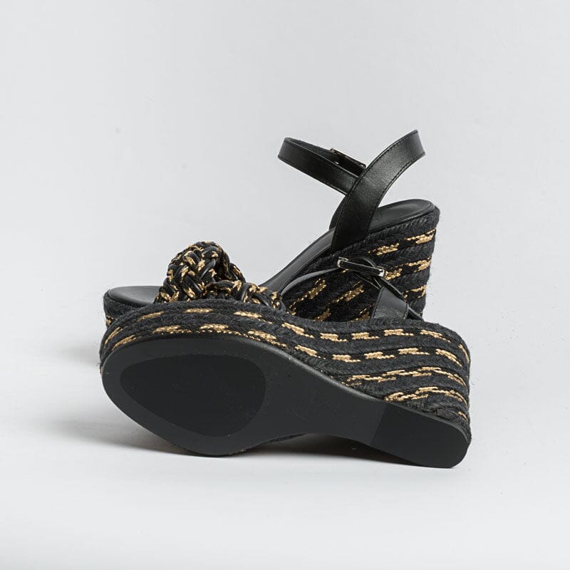 CASTAÑER - Sandalo Espadrillas - Joaquina - Nero Oro Scarpe Donna CASTAÑER