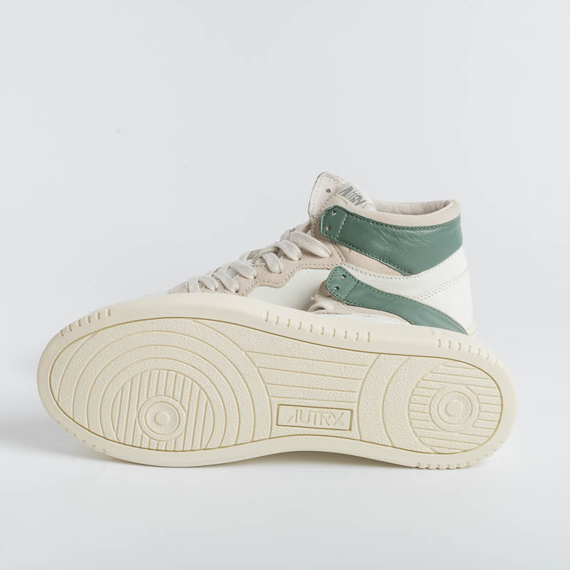 AUTRY AUMM GS11 - MID MAN GOAT / SUEDE - White / Green Men's Shoes AUTRY - Men's collection