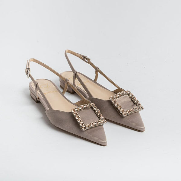 ROBERTO FESTA - Sling Back - Modello Lavanda - Seta Taupe Scarpe Donna Roberto Festa