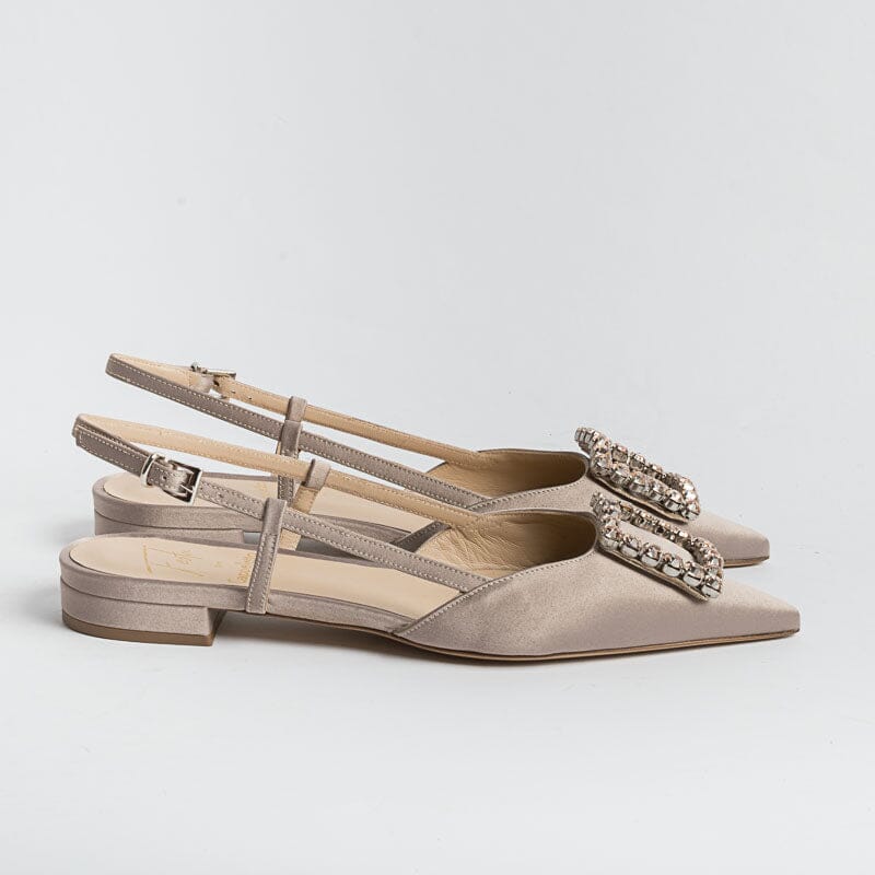 ROBERTO FESTA - Sling Back - Modello Lavanda - Seta Taupe Scarpe Donna Roberto Festa