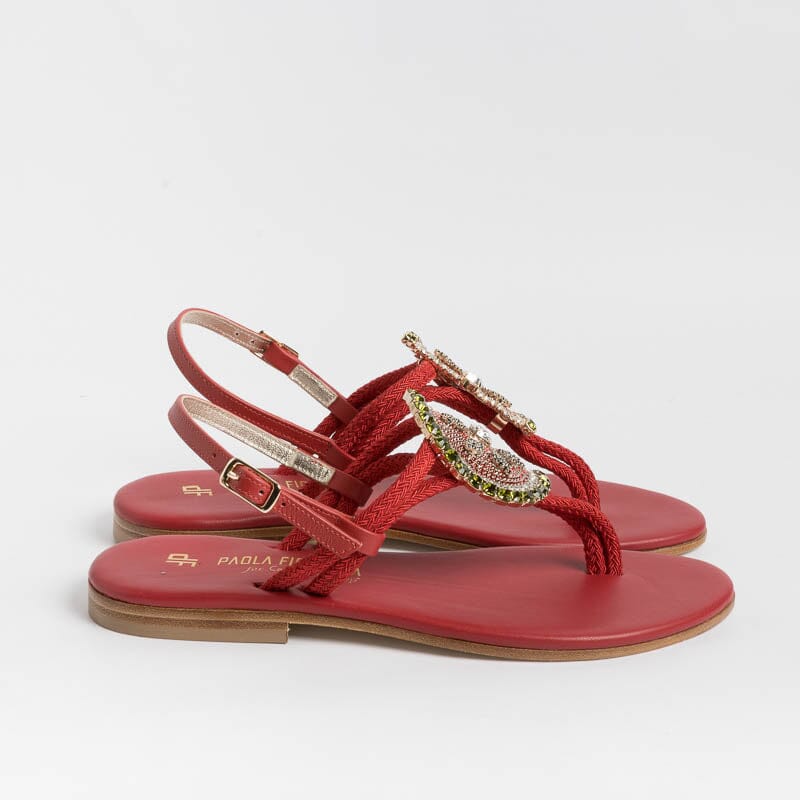 PAOLA FIORENZA - Flat Thong Sandals - FB1001 - Red Women's Shoes PAOLA FIORENZA
