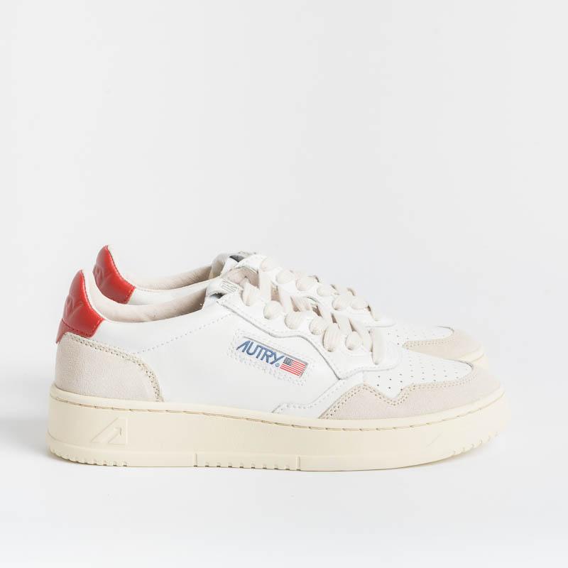 AUTRY LS43 - LOW WOM ALL LEAT/SUEDE - Bianco/Rosso Scarpe Donna AUTRY - Collezione donna