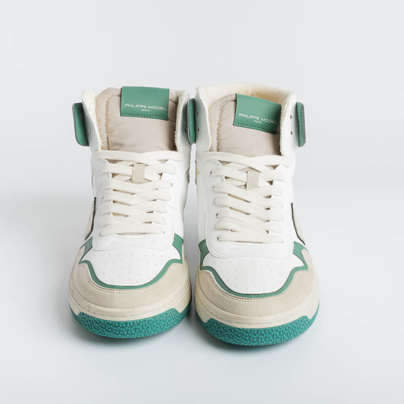 PHILIPPE MODEL - LYHU CX07 - Lyon - Blanc Vert Men's Shoes Philippe Model Paris