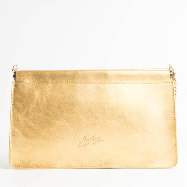 SACHET - mod 413 - Clutch bag with chain - various colors Bags SACHET LAMINATO ORO