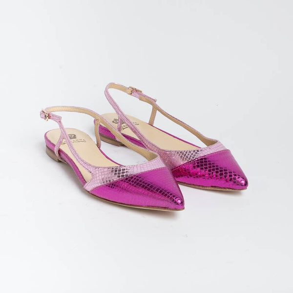 L' ARIANNA - Sling Back - CH2006 - Serpente laminato Fuxia Scarpe Donna L'Arianna