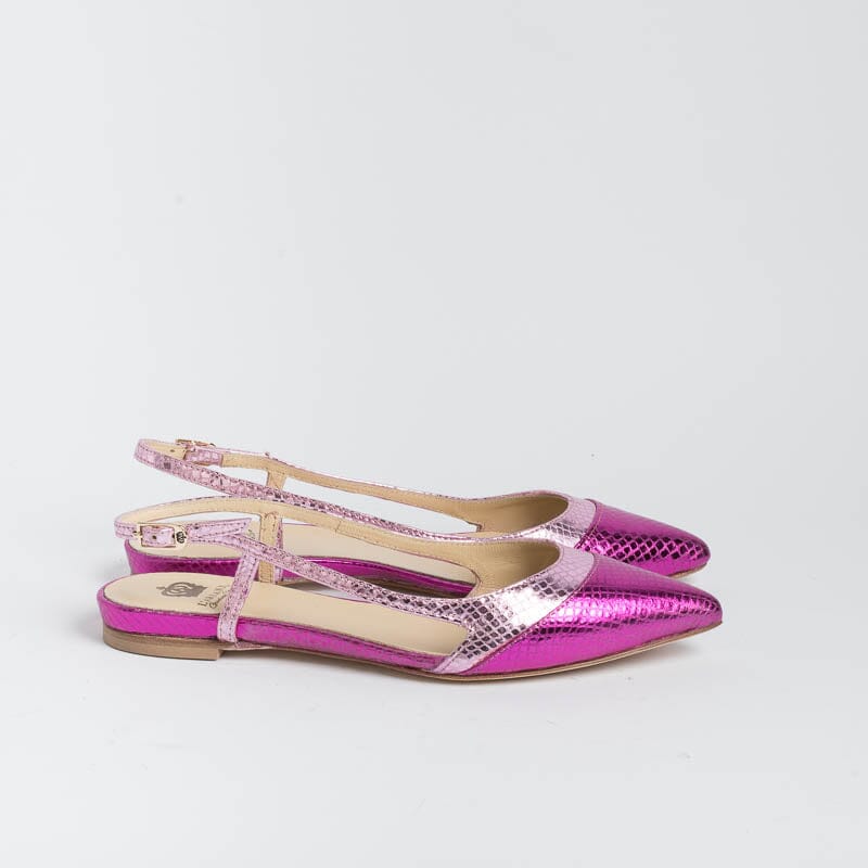L' ARIANNA - Sling Back - CH2006 - Serpente laminato Fuxia Scarpe Donna L'Arianna