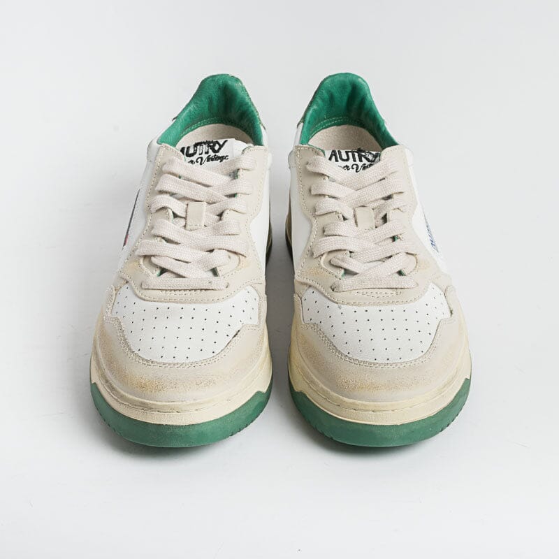 AUTRY - AVLM CL02 - LOW MAN CRACK LEAT VINTAGE - Bianco Verde Scarpe Uomo AUTRY - Collezione uomo