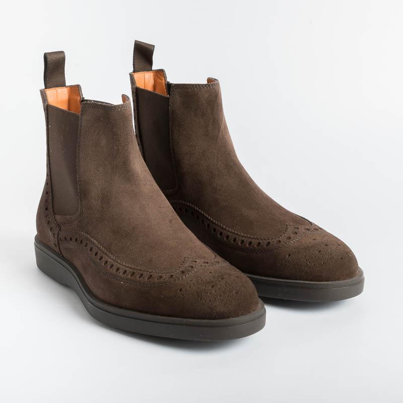 SANTONI - Ankle boots - MGDT 17777D - Brown suede Santoni Men's Shoes - Men's Collection