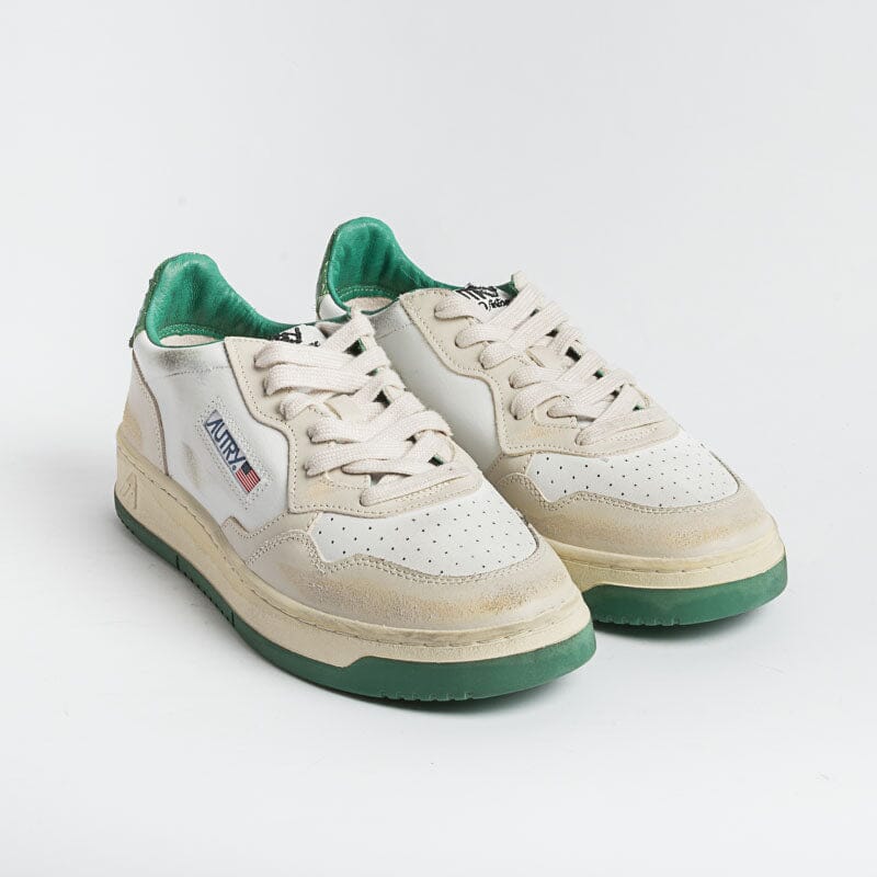AUTRY - AVLM CL02 - LOW MAN CRACK LEAT VINTAGE - Bianco Verde Scarpe Uomo AUTRY - Collezione uomo