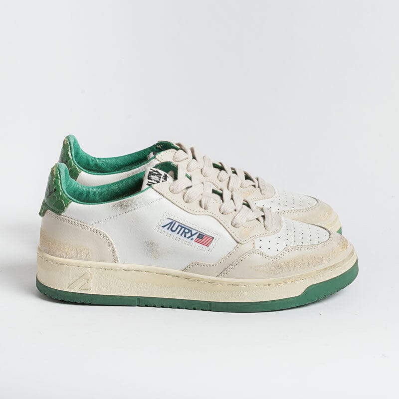 AUTRY - AVLM CL02 - LOW MAN CRACK LEAT VINTAGE - Bianco Verde Scarpe Uomo AUTRY - Collezione uomo