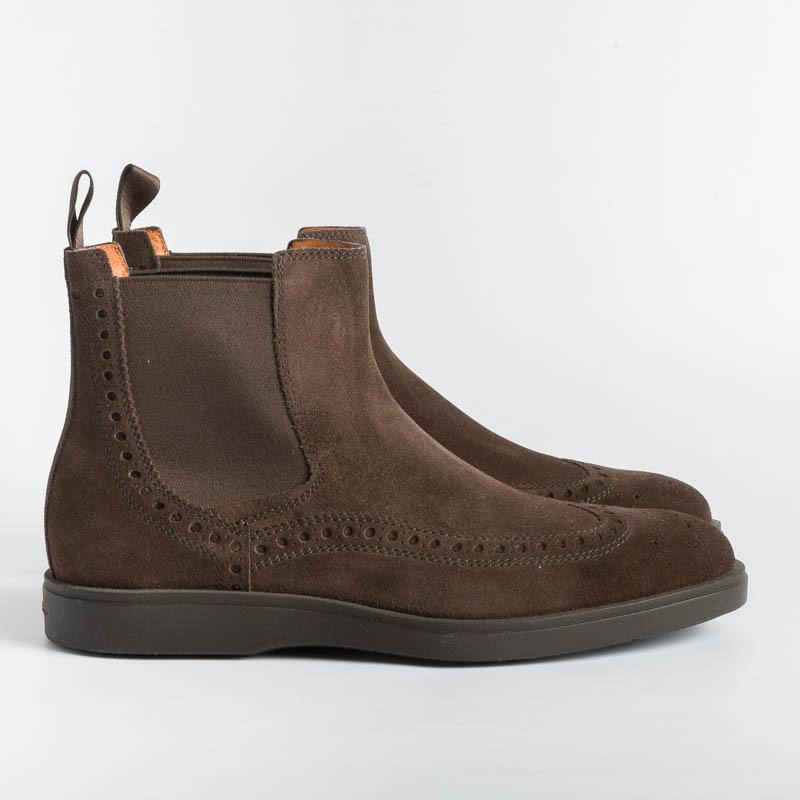 SANTONI - Ankle boots - MGDT 17777D - Brown suede Santoni Men's Shoes - Men's Collection