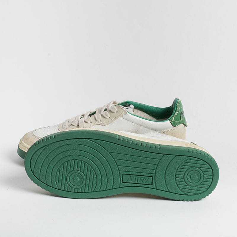 AUTRY - AVLM CL02 - LOW MAN CRACK LEAT VINTAGE - Bianco Verde Scarpe Uomo AUTRY - Collezione uomo