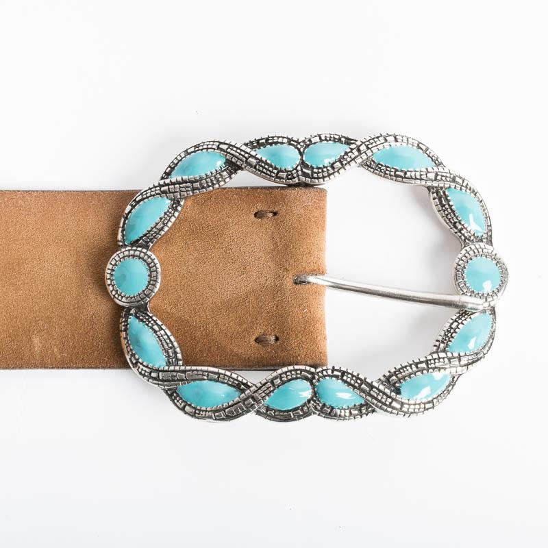 PUNTO VITA - Belt PV1664 - Suede leather / Turquoise Women's Accessories PUNTO VITA