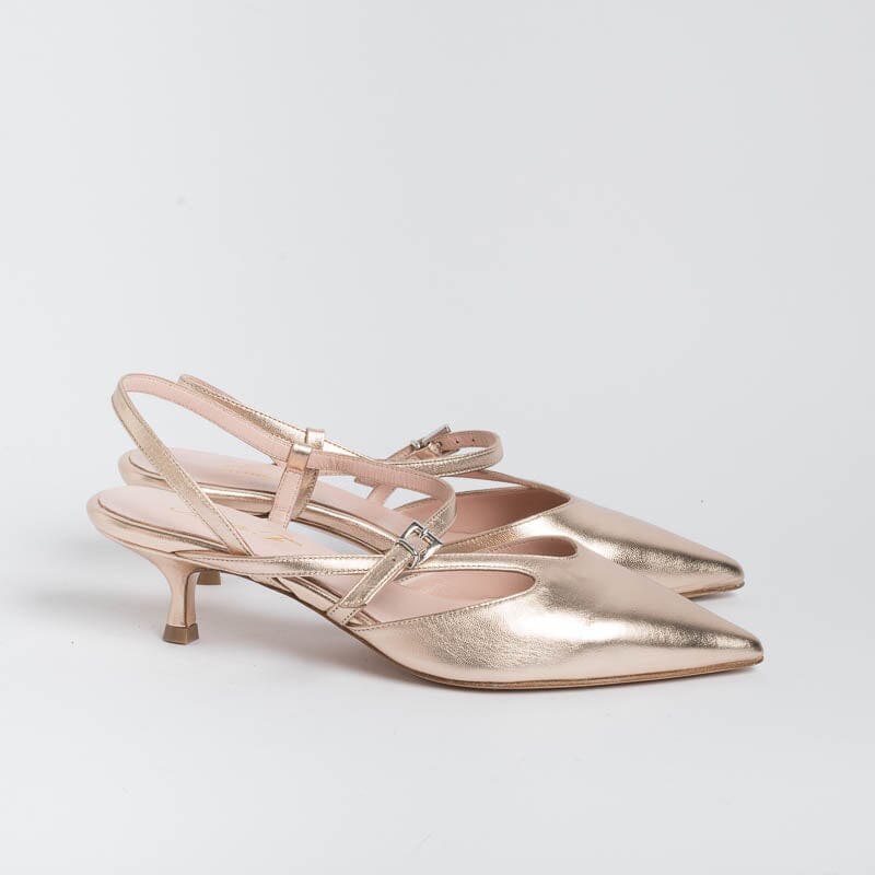 ANNA F. - Sling Back 1318 - Powder Laminate Women's Shoes Anna F.