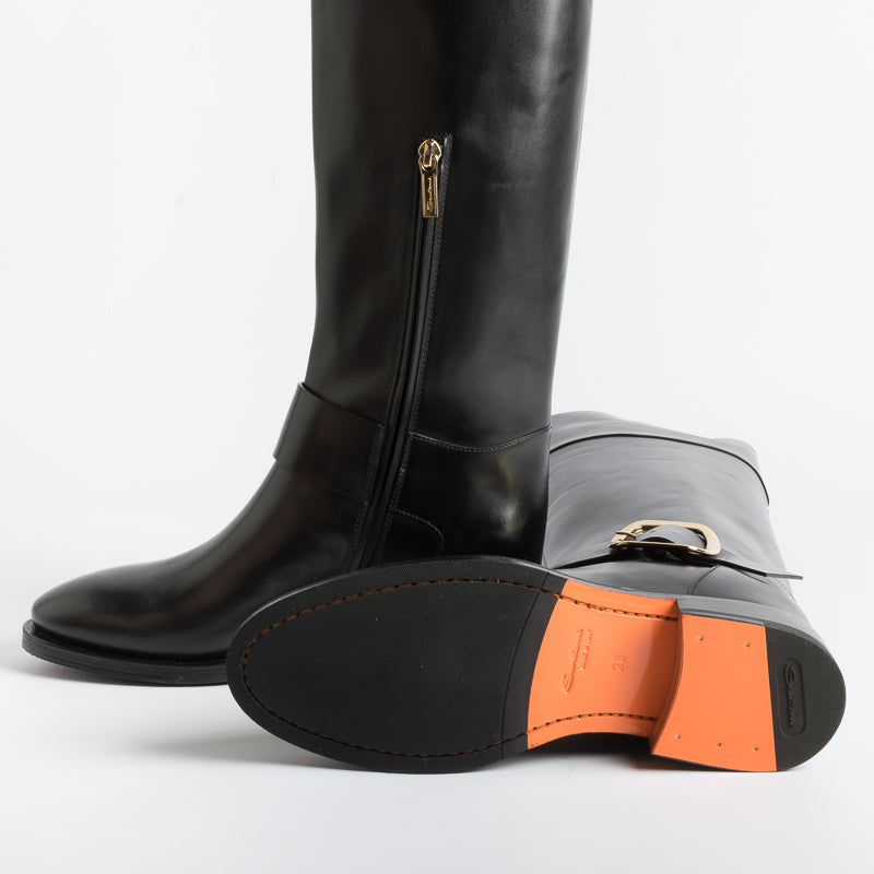 SANTONI - Boots - 70235 - Black Buckle Santoni Women's Shoes - Women's Collection
