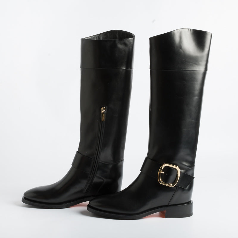 SANTONI - Boots - 70235 - Black Buckle Santoni Women's Shoes - Women's Collection