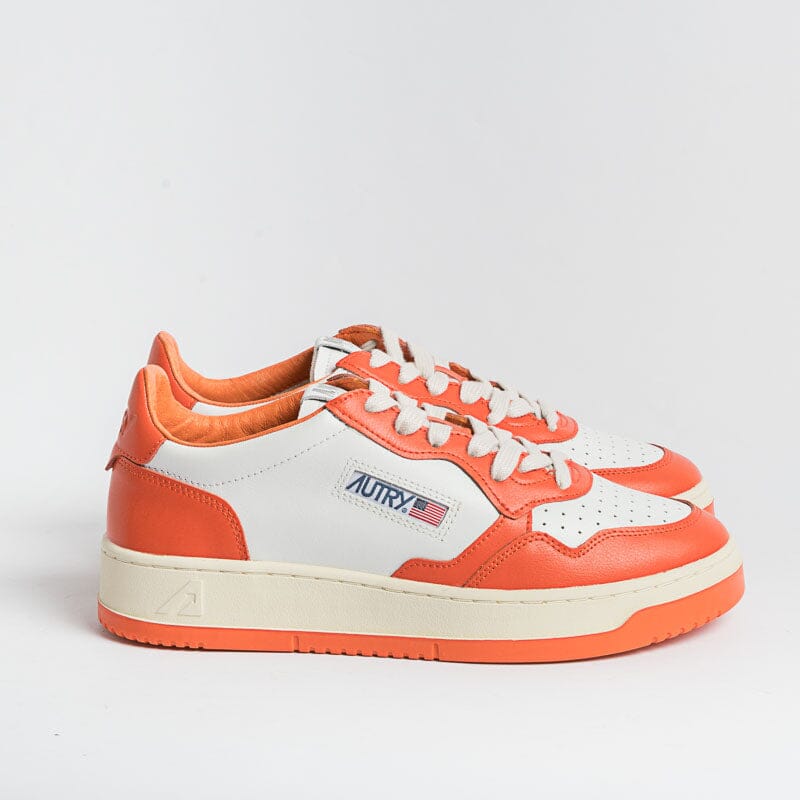 AUTRY AULM WB21 - LOW MAN LEAT - Bianco/Arancione Scarpe Uomo AUTRY - Collezione uomo