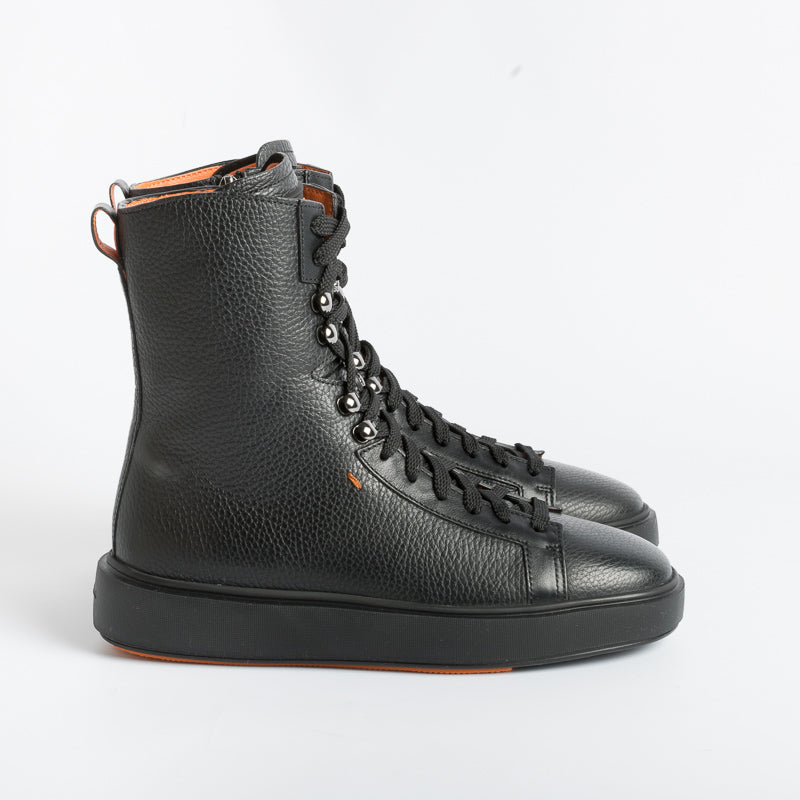 SANTONI - Boots - 61049 - Black Leather Santoni Women's Shoes - Women's Collection