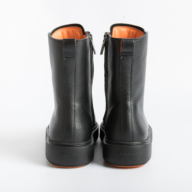SANTONI - Boots - 61049 - Black Leather Santoni Women's Shoes - Women's Collection