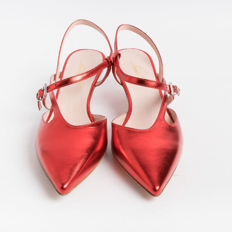 ANNA F. - Sling Back 1318 - Red Laminate Women's Shoes Anna F.
