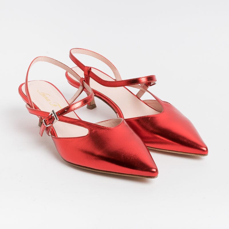 ANNA F. - Sling Back 1318 - Red Laminate Women's Shoes Anna F.