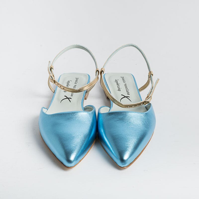 POESIE VENEZIANE - Sling Back - DF34 - Laminato Celeste Scarpe Donna POESIE VENEZIANE