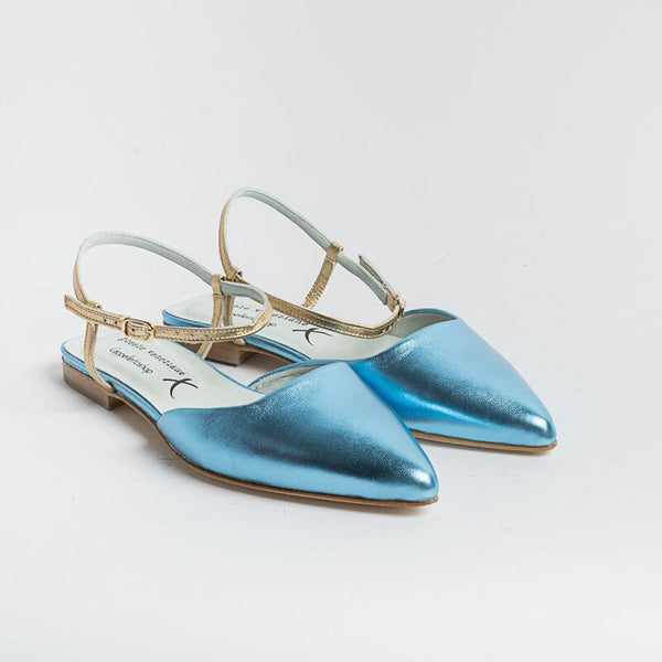 POESIE VENEZIANE - Sling Back - DF34 - Laminato Celeste Scarpe Donna POESIE VENEZIANE